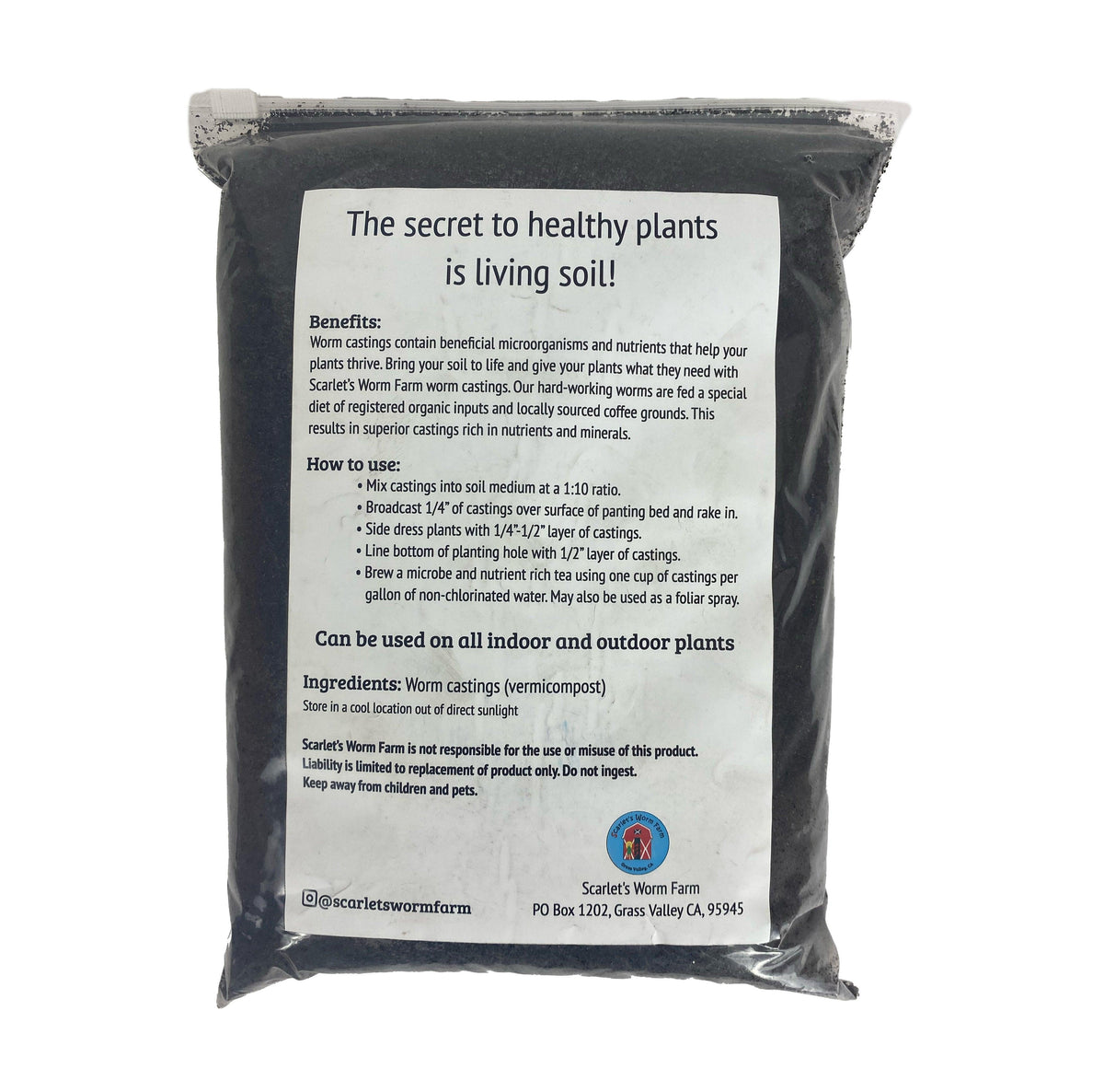 Scarlet's Worm Farm - Worm Castings (4lb) Scarlet's Worm Farm