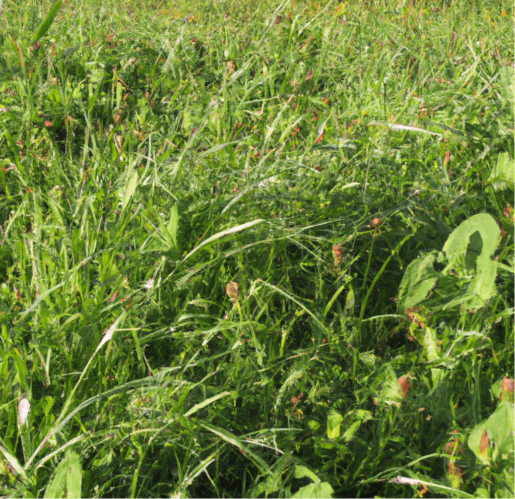 Mixed high-elevation pasture grasses and clovers