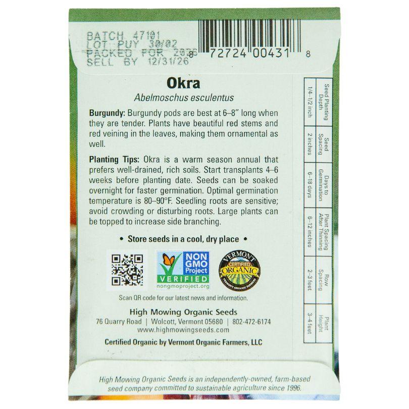 Burgundy Okra (Organic) High Mowing Seeds