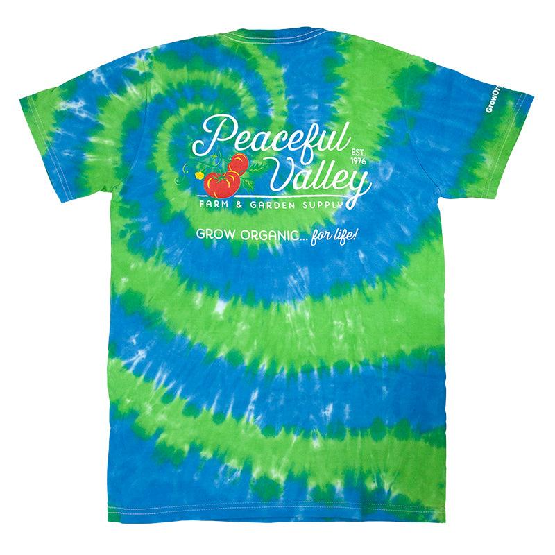 Peaceful Valley's Organic Tie Dye T-Shirt Blue/Green (Small) Peaceful Valley