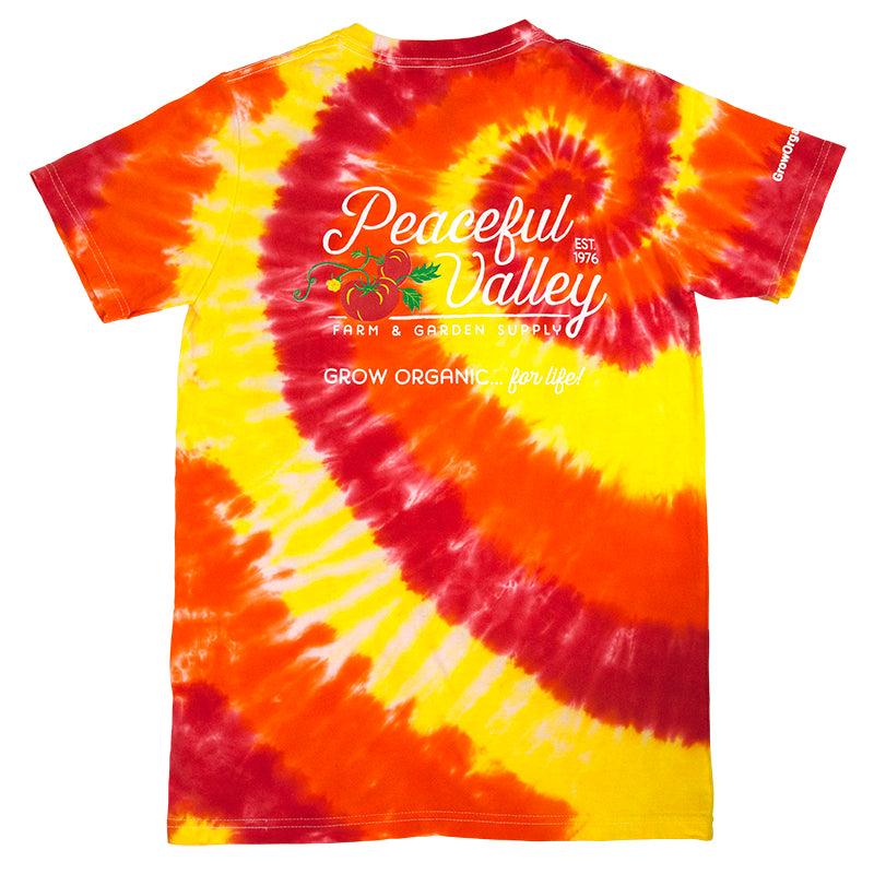 Peaceful Valley's Organic T Shirt Tie Dye Red/Orange/Yellow (Large) Peaceful Valley