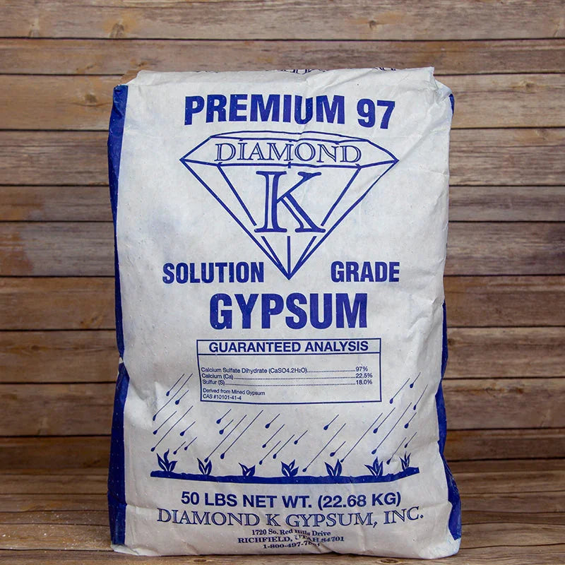 Bag of Diamond K solution-grade gypsum soil amendment