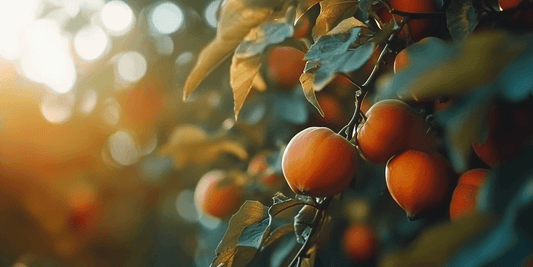 Ripe persimmons featured in the growing persimmon trees video