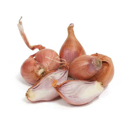 Whole and cut seed shallots