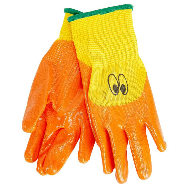 Pair of orange and yellow children's garden gloves