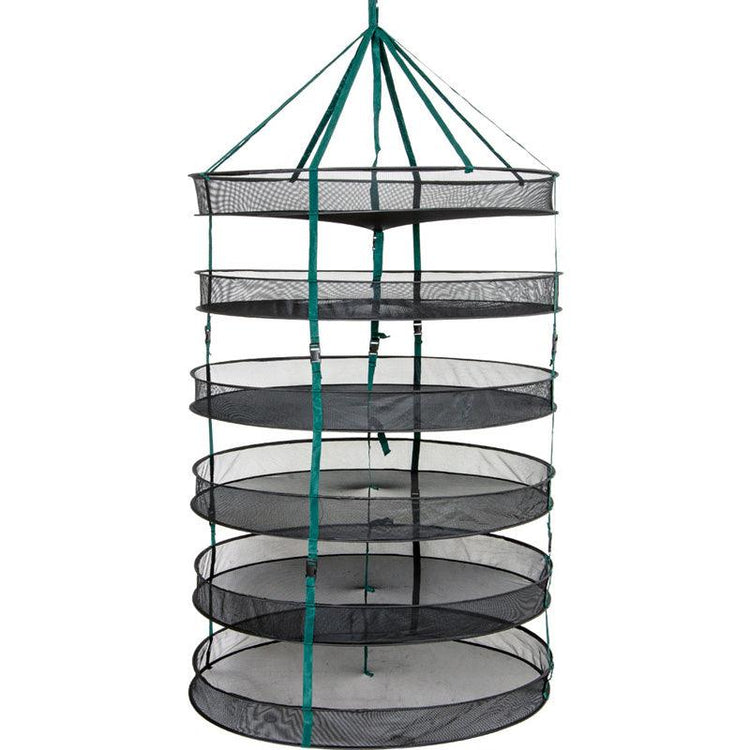 Hanging circular mesh food-dehydrator rack
