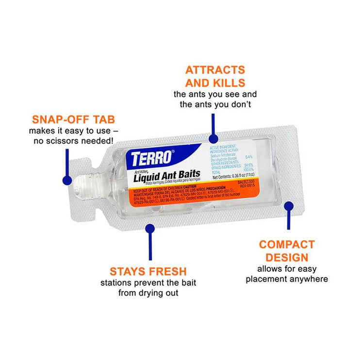 Diagram of a clear Terro ant bait station