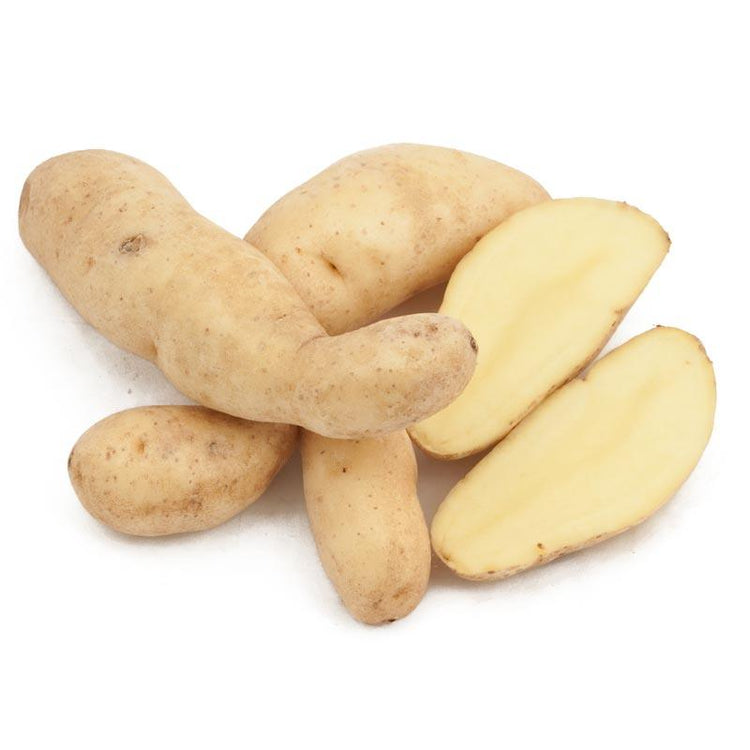 Whole and sliced fingerling potatoes