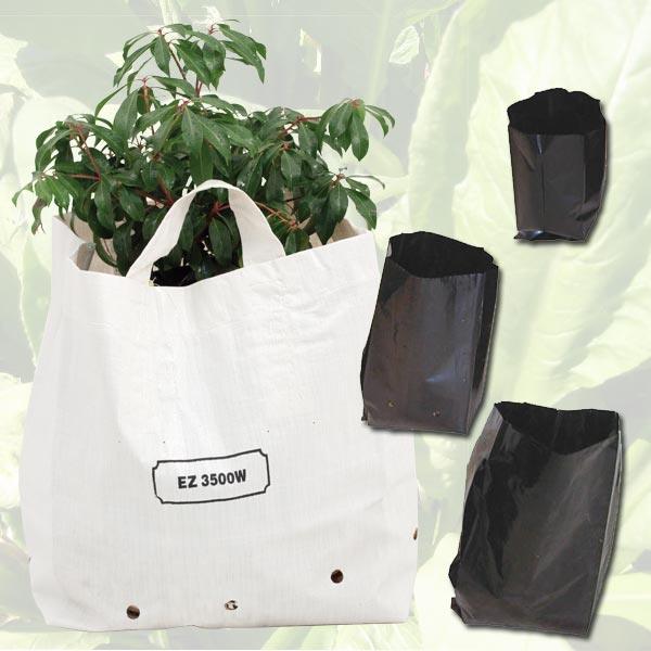 Assorted white and black fabric grow bags