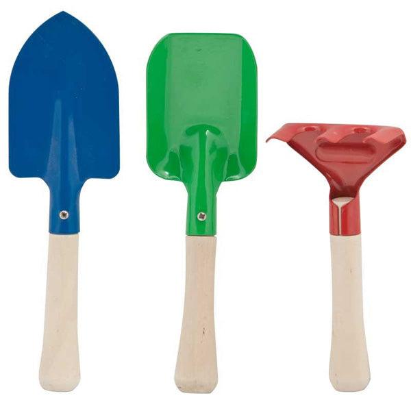 Blue and green children's garden tools