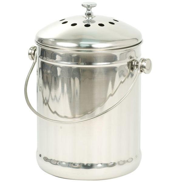 Stainless steel countertop compost bin