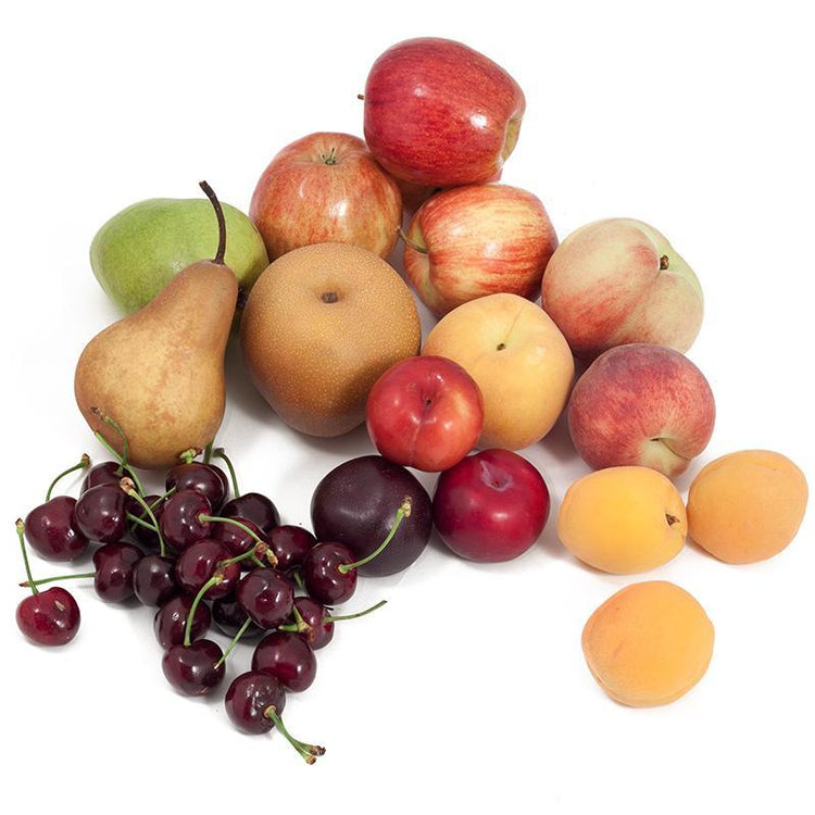 Assorted apples, pears, plums, cherries, and apricots