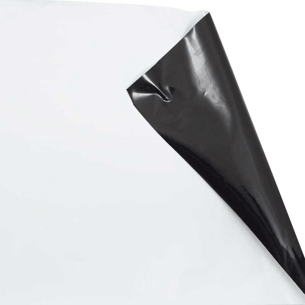 Folded sheet of black plastic mulch