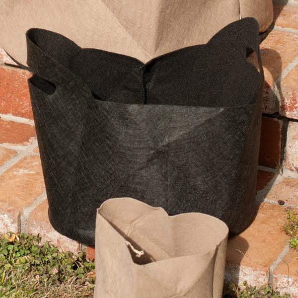 Black fabric grow pot with side handles