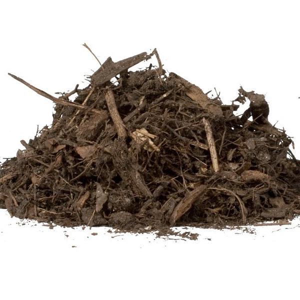 Mound of coarse brown soil conditioner