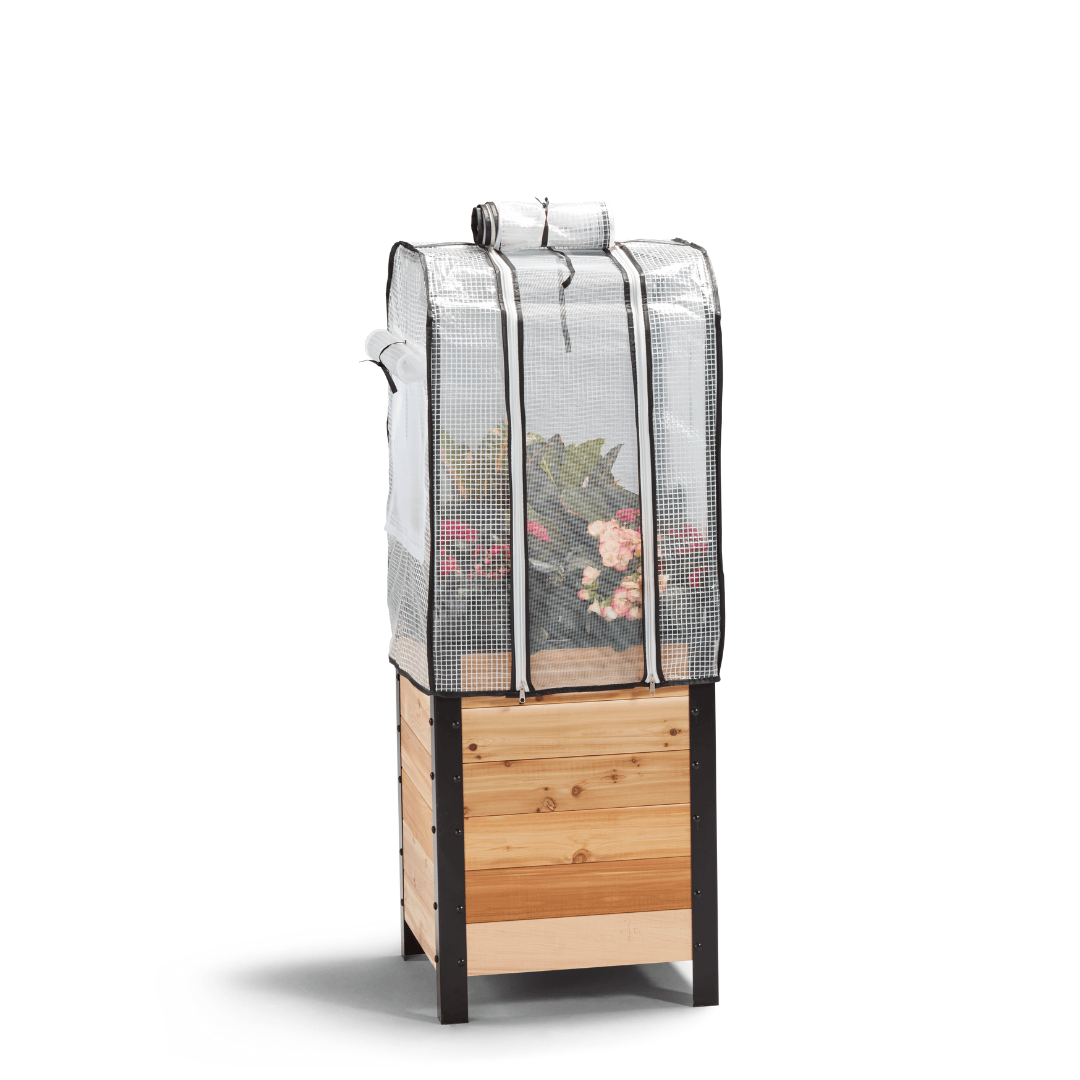 Greenhouse Cover 18" x 18" Cedar Planters