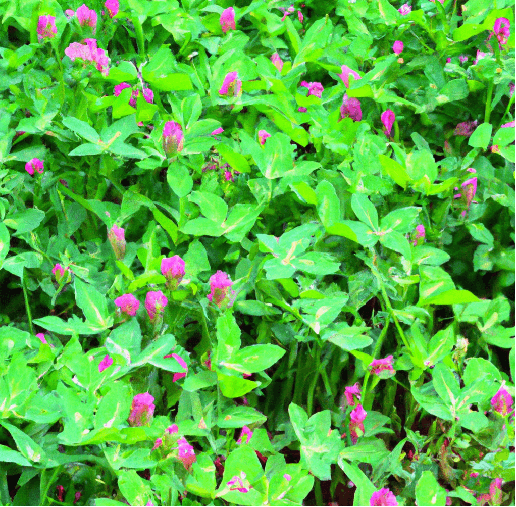 Clover cover crop with pink flowers