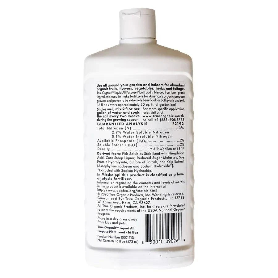 True Organic Liquid All-Purpose Plant Food 16 oz True Organic
