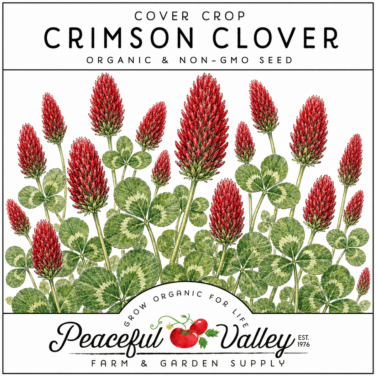 Peaceful Valley Cover Crop Stickers Crimson Clover Grow Organic