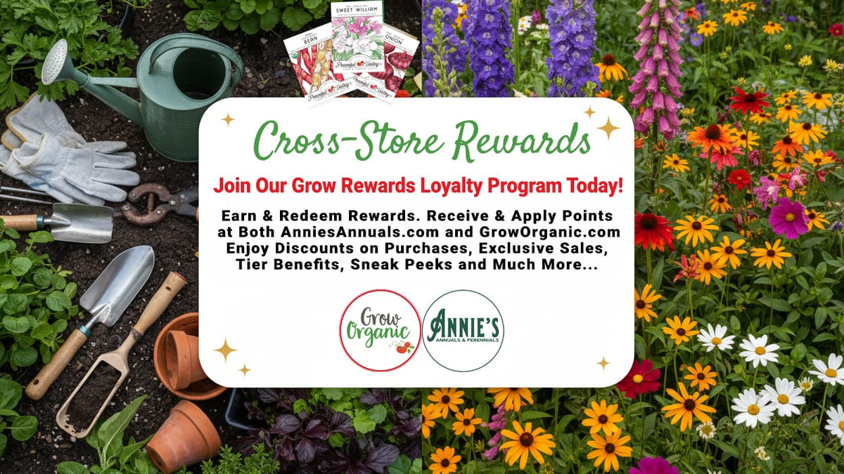 Grow Rewards cross-store loyalty program: earn and redeem points at Grow Organic and Annie's Annuals