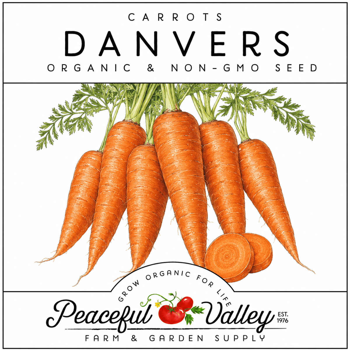 Peaceful Valley Cool Season Vegetables Stickers Danvers Carrots Grow Organic