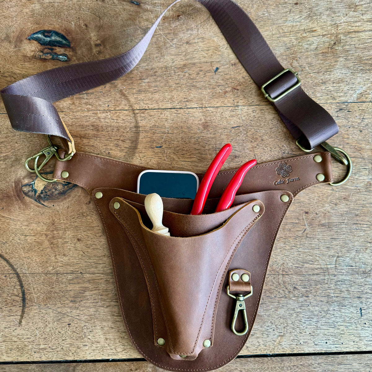 Ultimate Leather Garden Tool Belt & Holder - Extra Rivet Reinforced, Master Gardener Designed The Celtic Farm