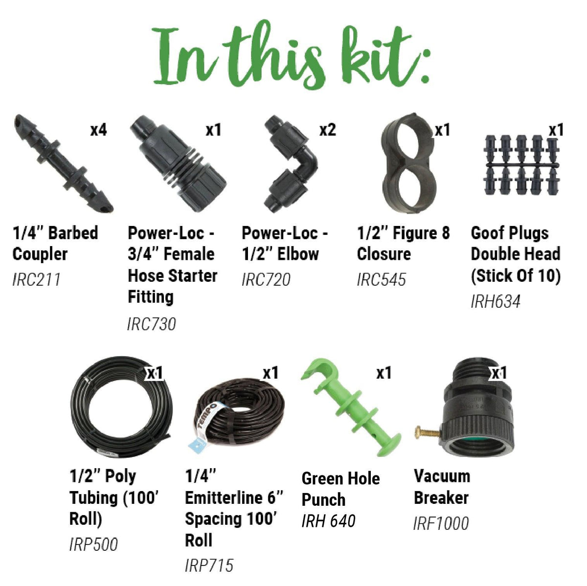 Drip Irrigation Starter Kit for 8'x4' Garden Bed Peaceful Valley