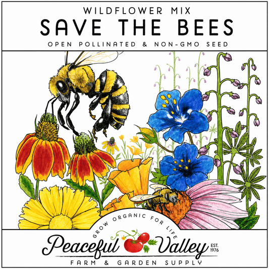 Peaceful Valley California Natives Stickers Save the Bees Grow Organic