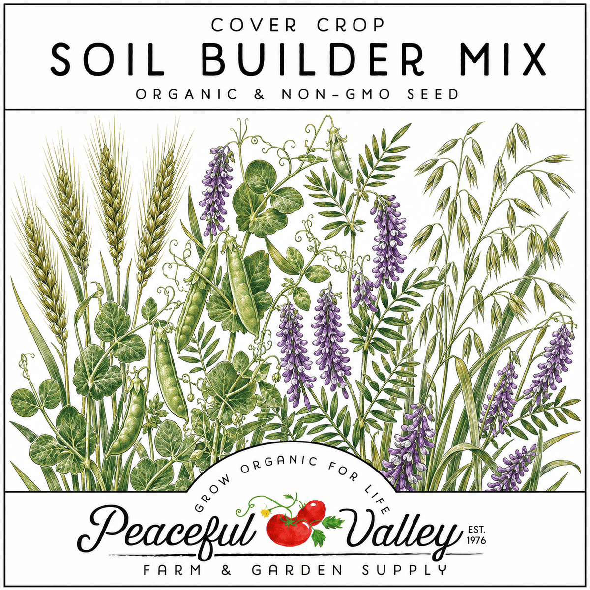 Peaceful Valley Cover Crop Stickers Soil Builder Mix Grow Organic