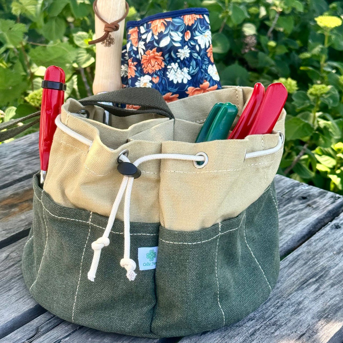 Garden Bucket Bag - Heavy Waxed Canvas The Celtic Farm