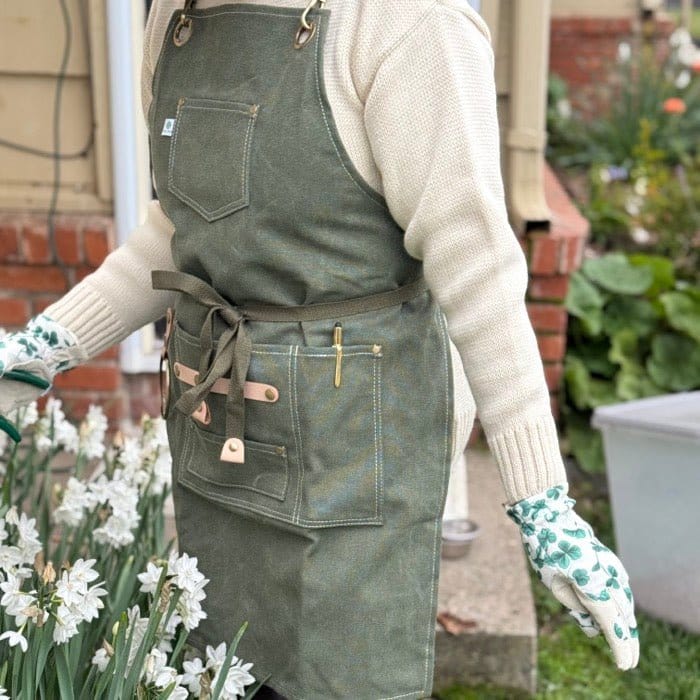 Gardening Apron - Waxed Canvas Apron with Pockets The Celtic Farm