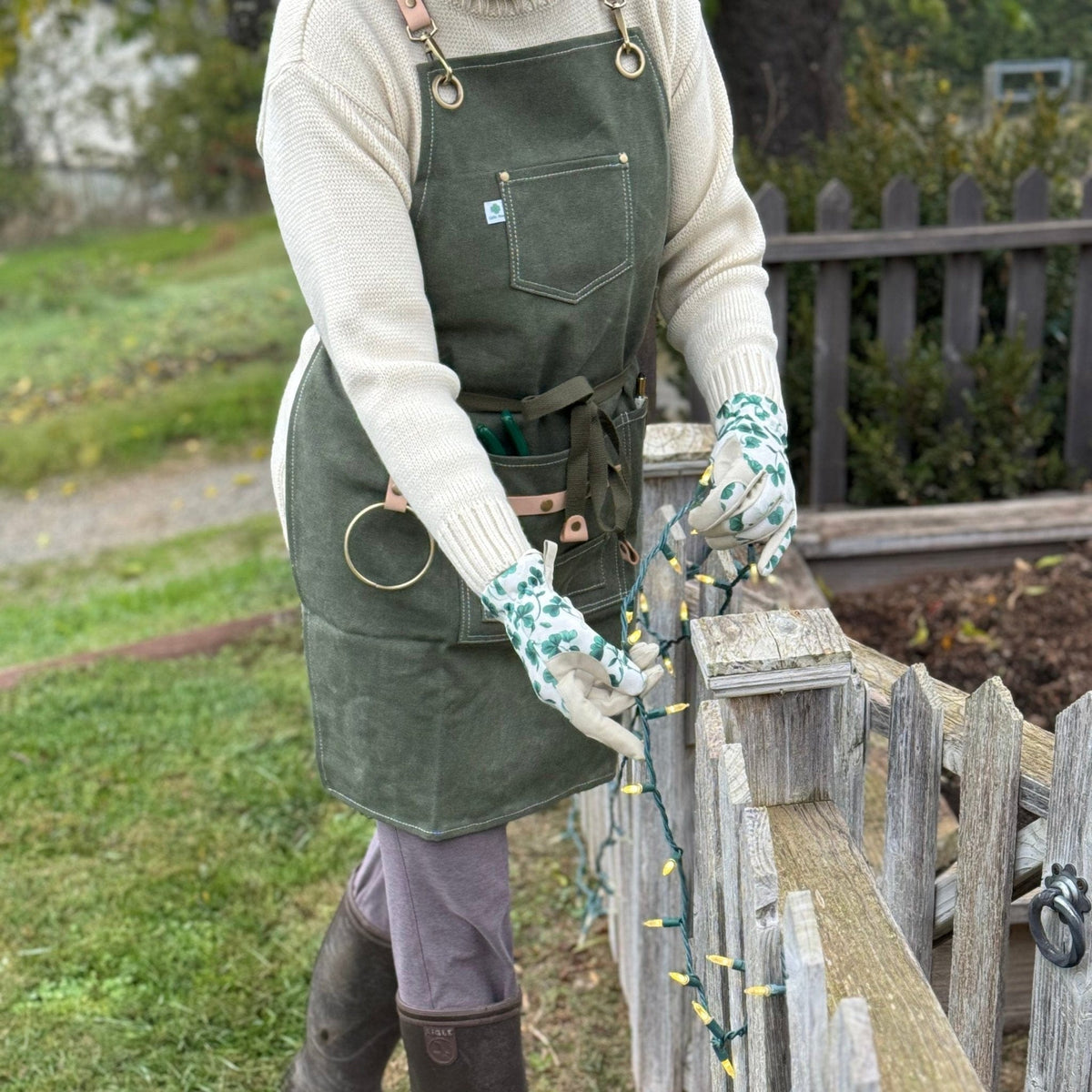 Gardening Apron - Waxed Canvas Apron with Pockets The Celtic Farm