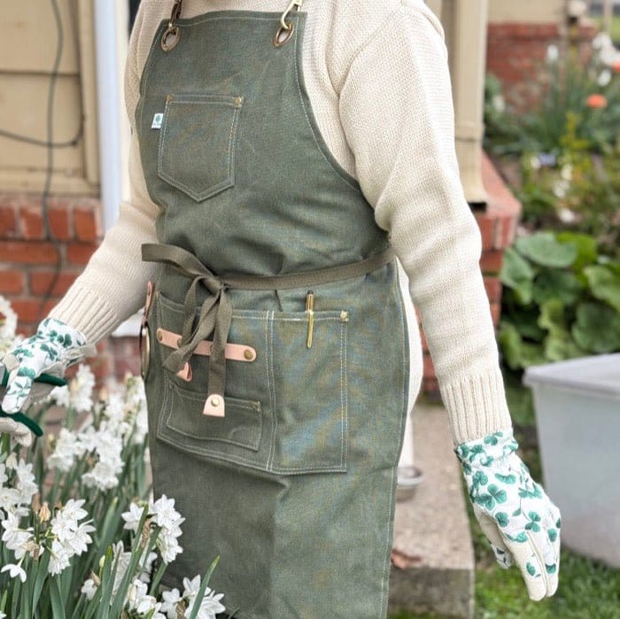 Gardening Apron - Waxed Canvas Apron with Pockets The Celtic Farm