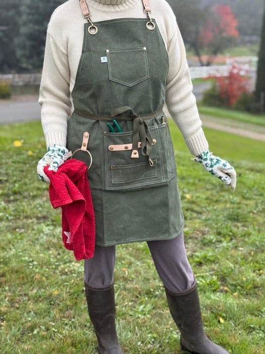 Gardening Apron - Waxed Canvas Apron with Pockets The Celtic Farm