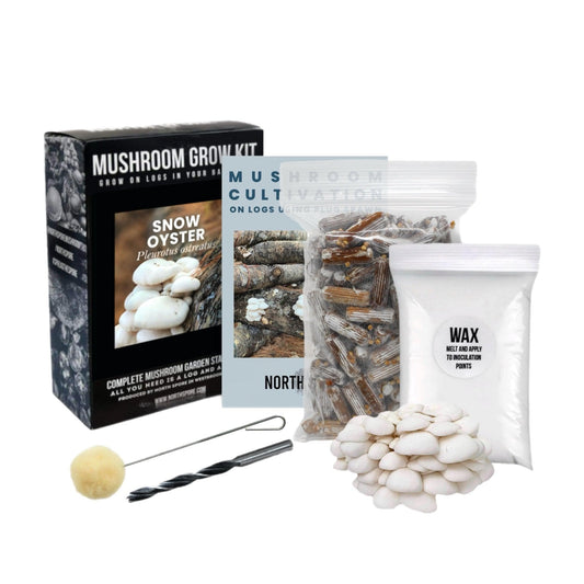 Organic Snow Oyster Mushroom Log Kit North Spore