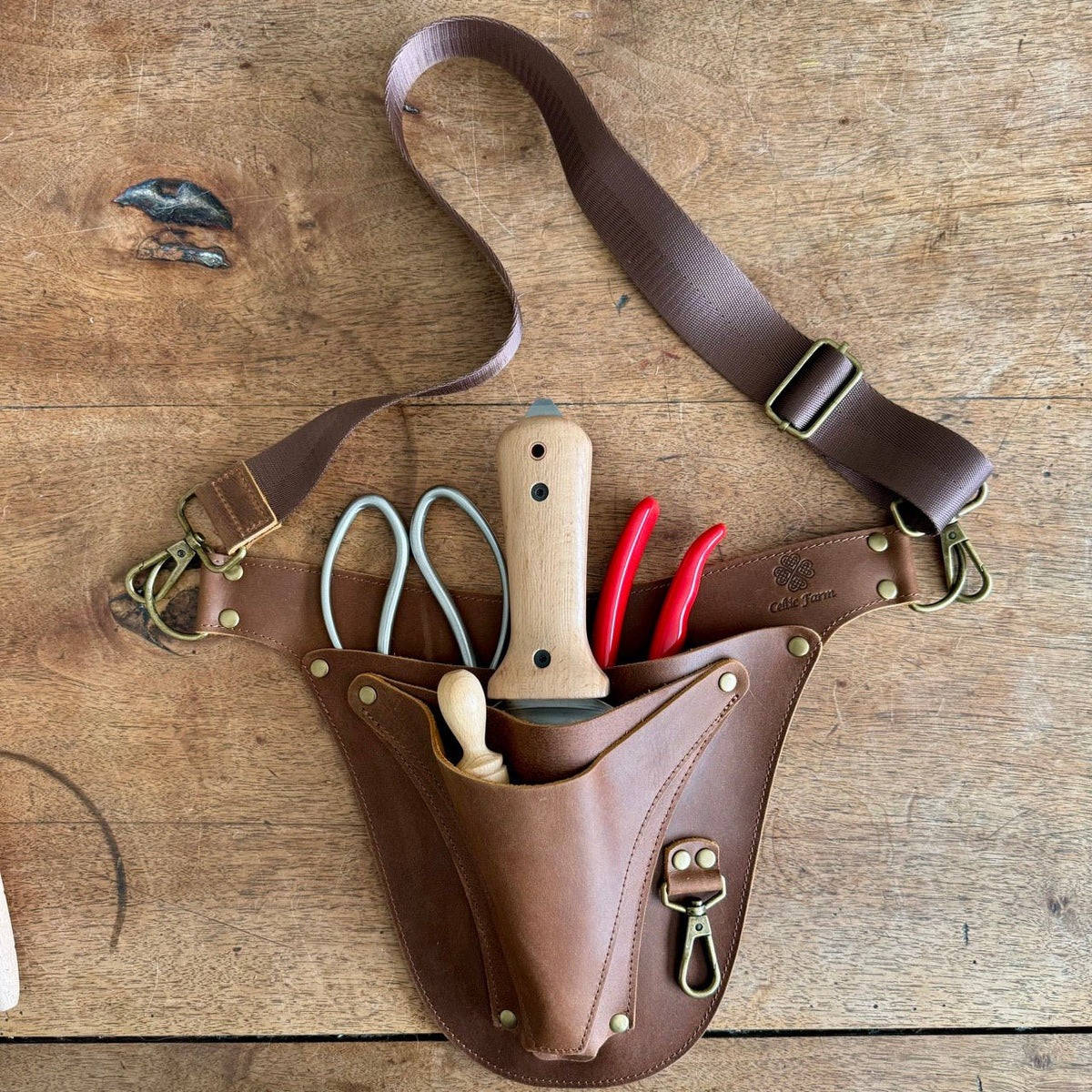 Ultimate Leather Garden Tool Belt & Holder - Extra Rivet Reinforced, Master Gardener Designed The Celtic Farm