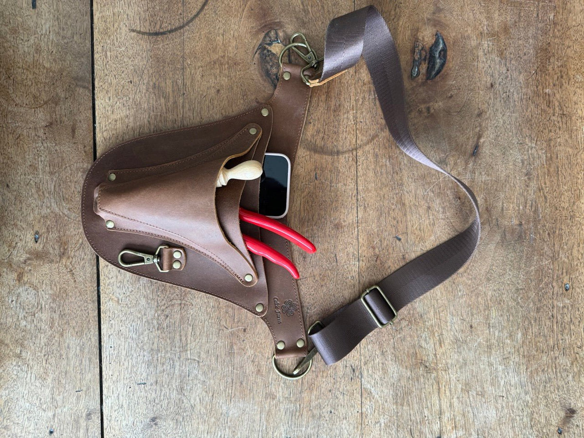 Ultimate Leather Garden Tool Belt & Holder - Extra Rivet Reinforced, Master Gardener Designed The Celtic Farm