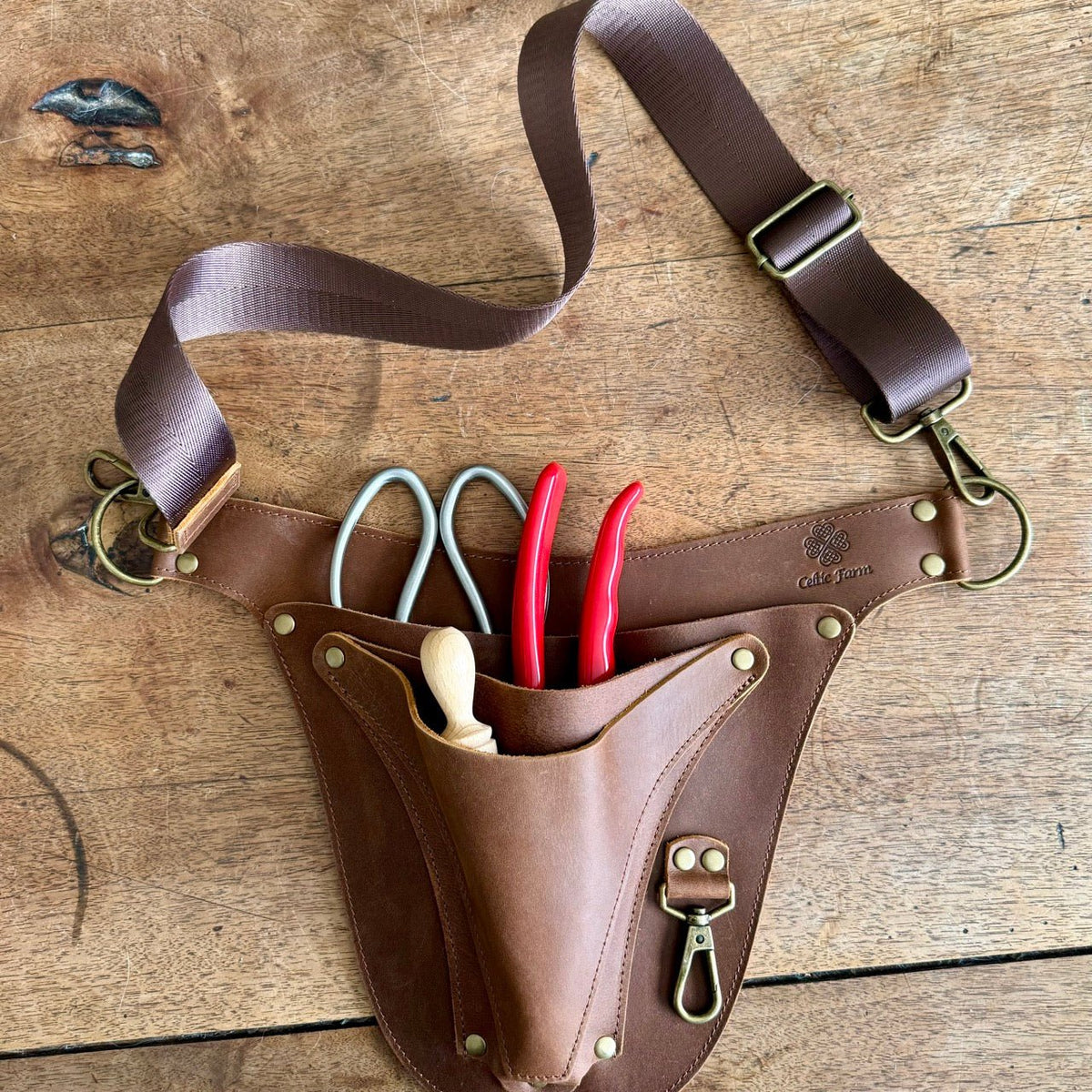 Ultimate Leather Garden Tool Belt & Holder - Extra Rivet Reinforced, Master Gardener Designed The Celtic Farm