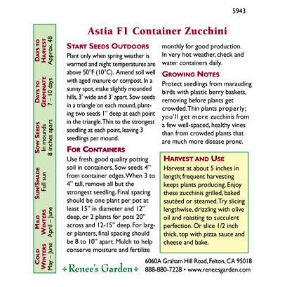 Astia Zucchini Summer Squash Seeds Renee's Garden