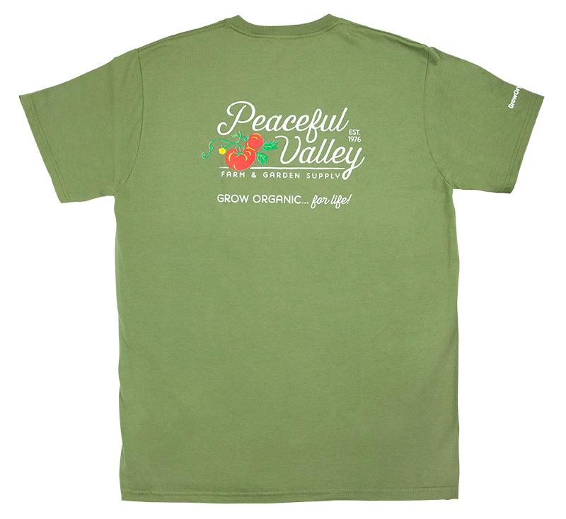 Peaceful Valley's Organic Olive T-Shirt (Large) Peaceful Valley
