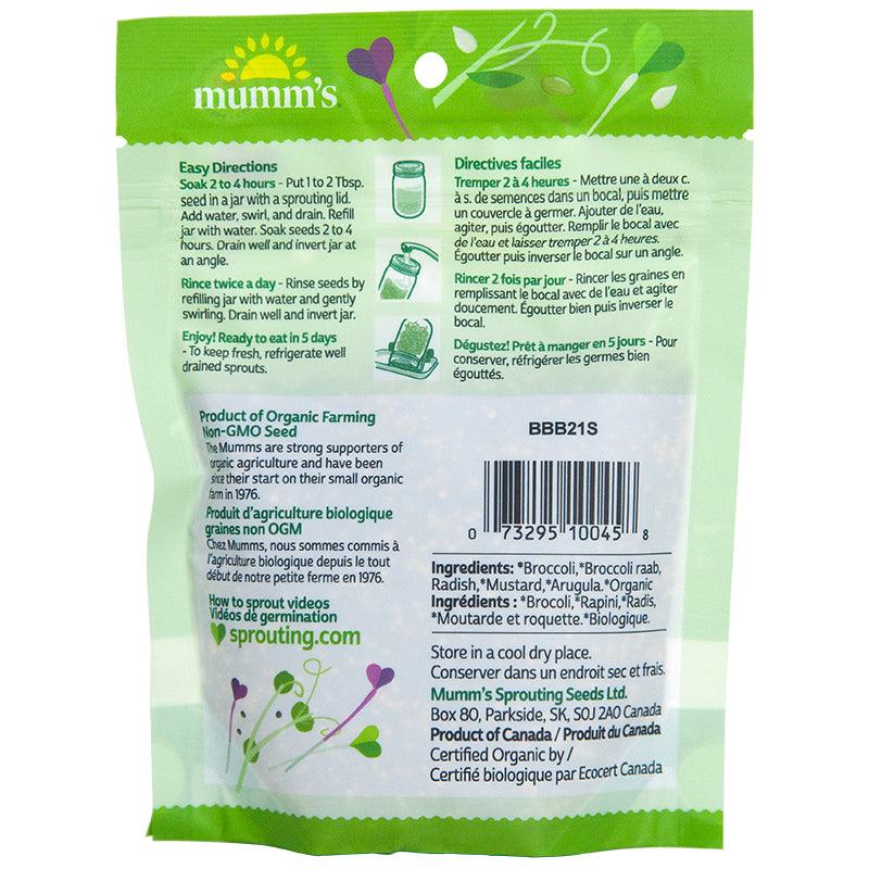 Organic Broccoli Brassica Sprouting Seed Blend Mumm's