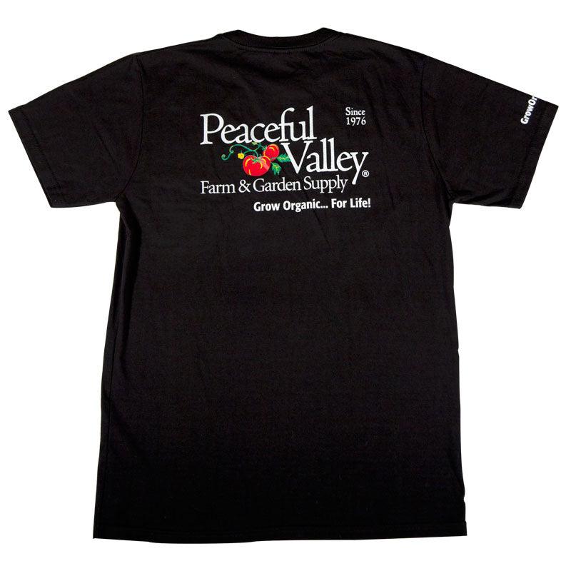 Peaceful Valley's Organic Black T-Shirt (Small) Peaceful Valley