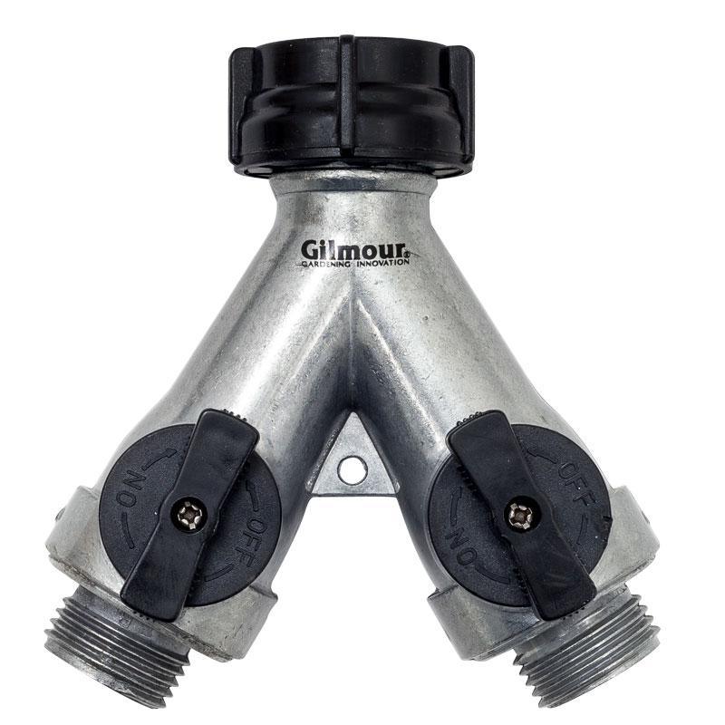 Gilmour Metal Full Flow Y Connector W/Shut Off Grow Organic