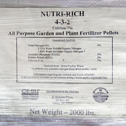 Nutri-Rich 4-3-2 Pellets (2000 lb tote) Stutzman
