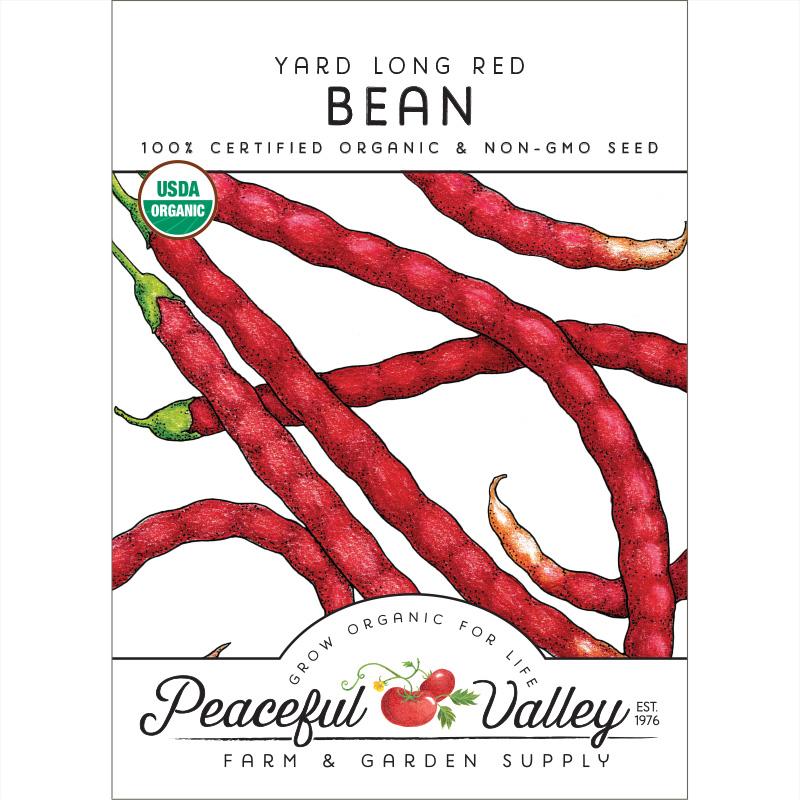 Yard Long Red Pole Bean Seeds (Organic) Peaceful Valley