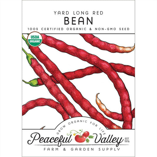 Yard Long Red Pole Bean Seeds (Organic) Peaceful Valley
