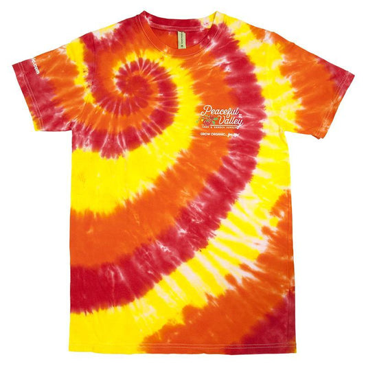 Peaceful Valley's Organic T Shirt Tie Dye Red/Orange/Yellow (Large) Peaceful Valley