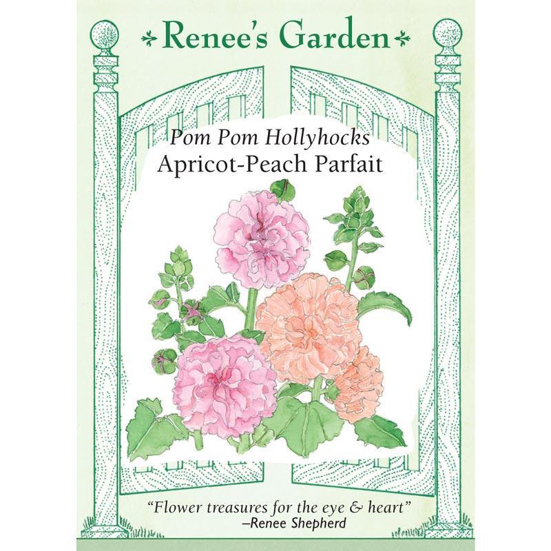 Apricot-Peach Parfait Pom Pom Hollyhock Flower Seeds Renee's Garden